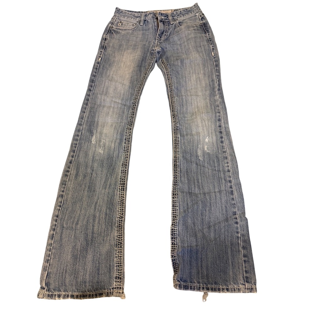 Rock & Roll Denim Pistol Reg Fit Bootcut Jeans Light Wash Mens 29x38 Distressed